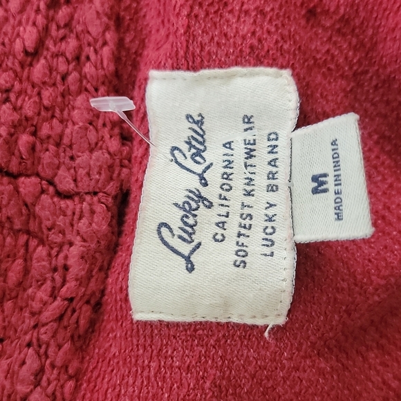 Lucky Lotus Lucky Brand Open Knit Cardigan Size Medium Reddish Pink - Picture 2 of 5